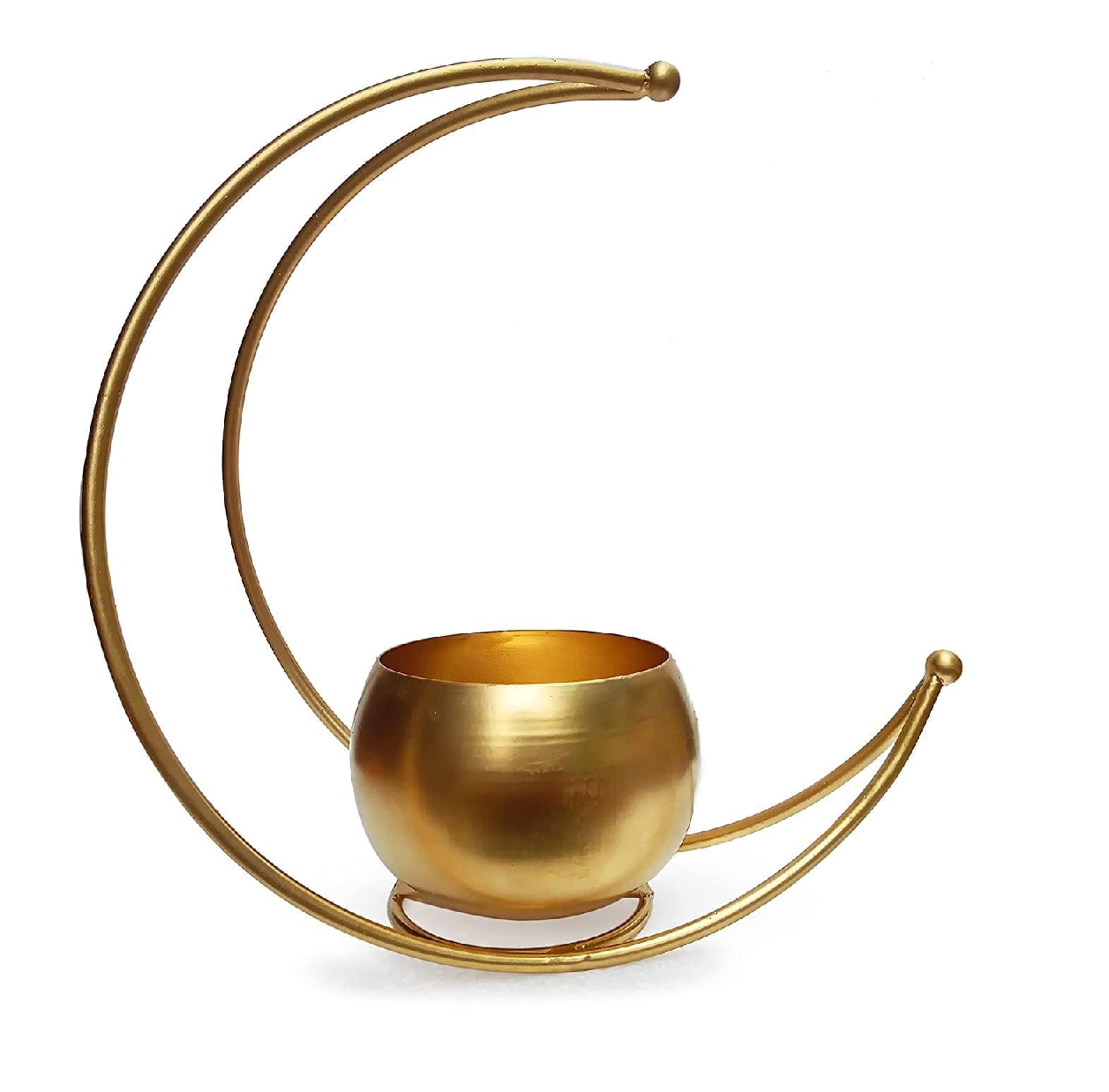 Modern Gold Geometric Flower Vase Half Moon Design Flower Pot Stand